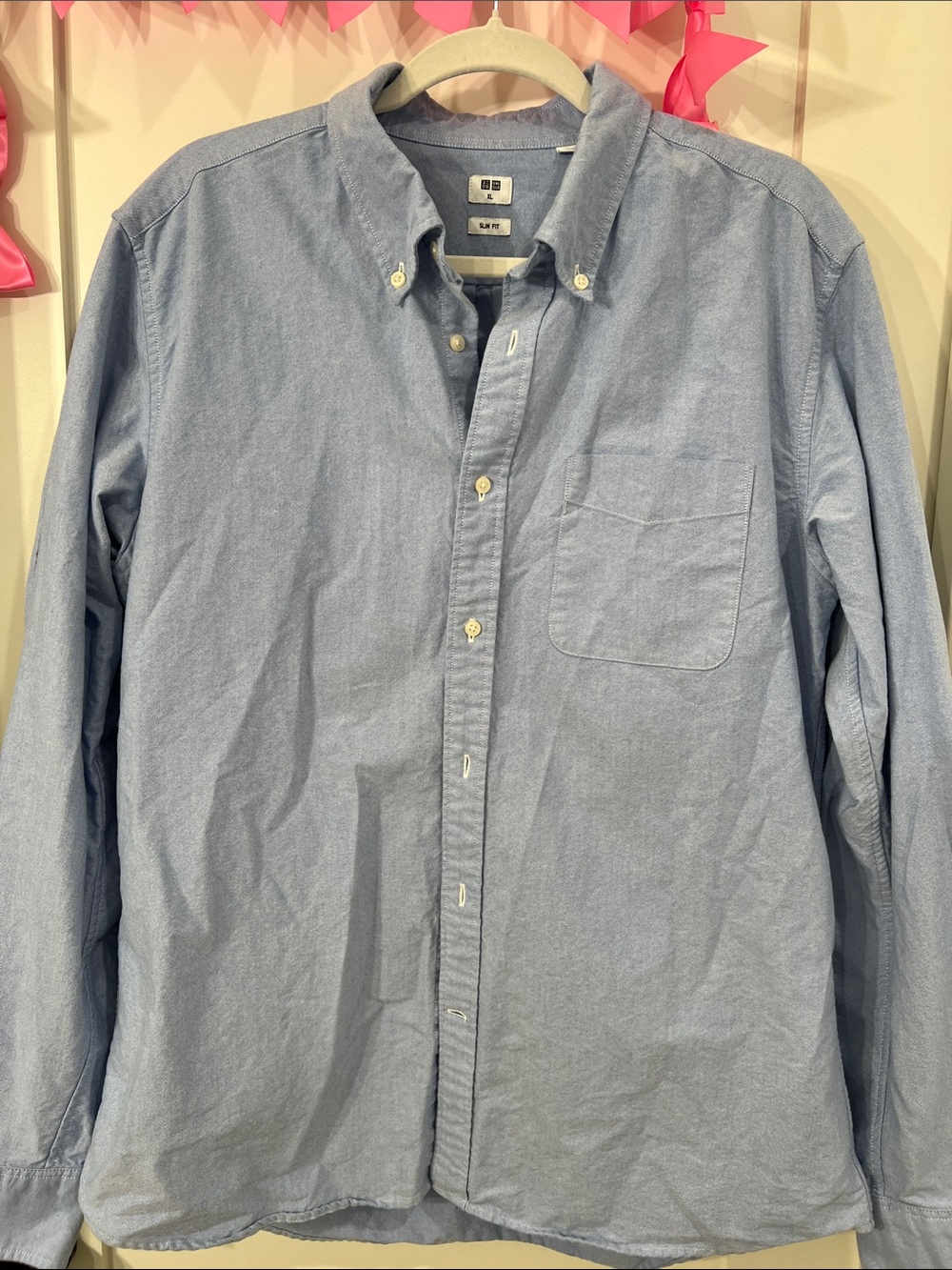 Men’s UNIQLO Light Blue Oxford Button-Down Long Sleeve Shirt